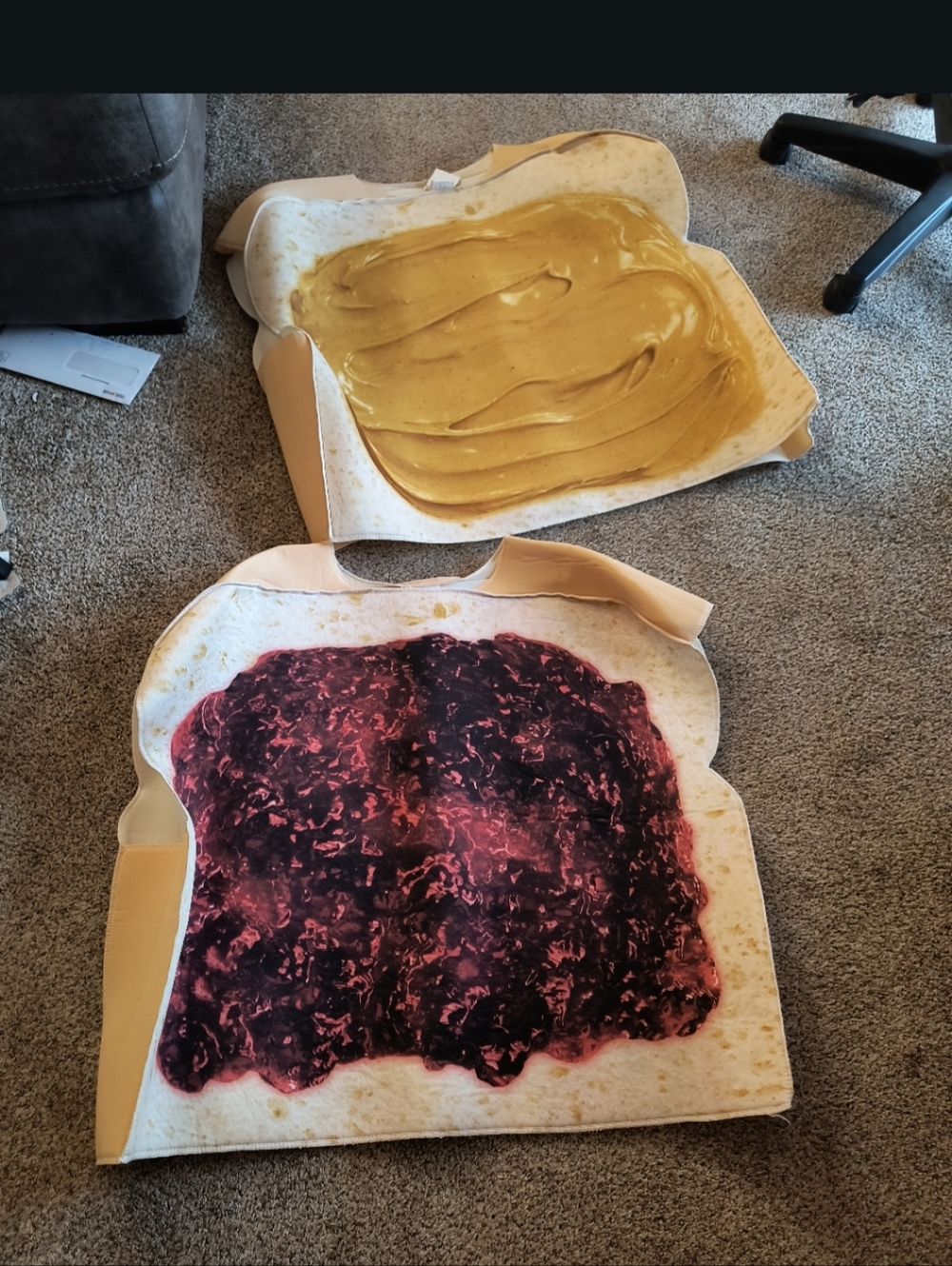 Novelty Peanut Butter & Jelly Sandwich Costume Pieces - Yellow & Purple Print